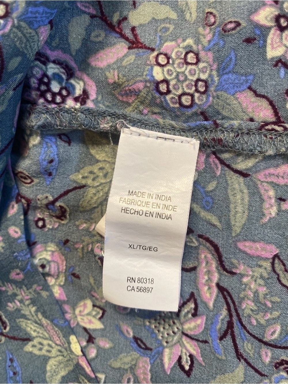 Lucky Brand Floral Paisley Button Detail Boho Top Blouse - XL - Picture 5 of 6